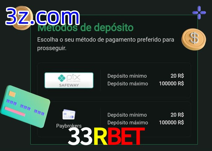 O cassino 33Rbet oferece uma grande variedade de métodos de pagamento